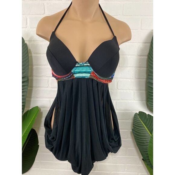 Unique black mesh tankini - Picture 2 of 10
